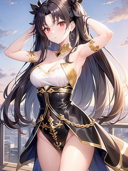Ishtar Raises Her Arms on the Rooftop for Intense Hentai Pleasure