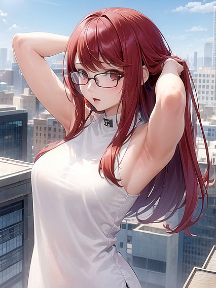 Sumire Yoshizawa Spread Wide on the Rooftop for Intense Hentai Pleasure