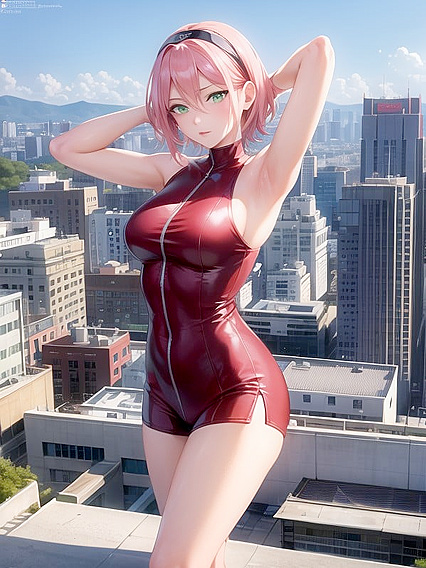 Sakura Spreads Her Legs on the Rooftop for Intense Hentai Pleasure