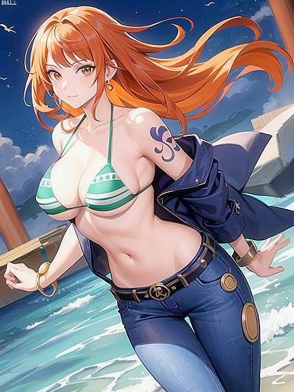 Nami and Ganyu from Gen Shin Impact in Steamy Hentai AI Image