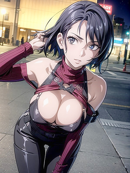 Seductive Cleavage in a Mysterious Nighttime Hentai Adventure