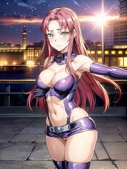 Cute Poses and Intimate Face-Touching in Exposed Navel Hentai AI Image