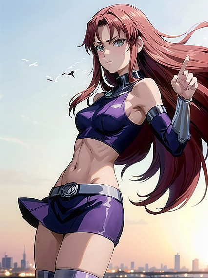 Starfire from Justice League Seduces You with Wind-Swept Hairstyles in Steamy Hentai AI Image