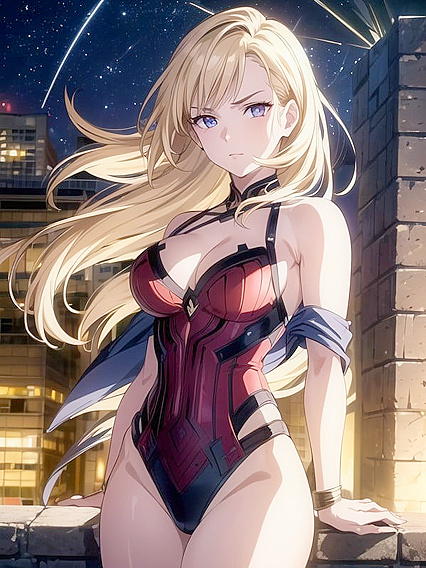 Wonder Woman in Off-Shoulder Outfit Takes the Night in Steamy Hentai AI Image