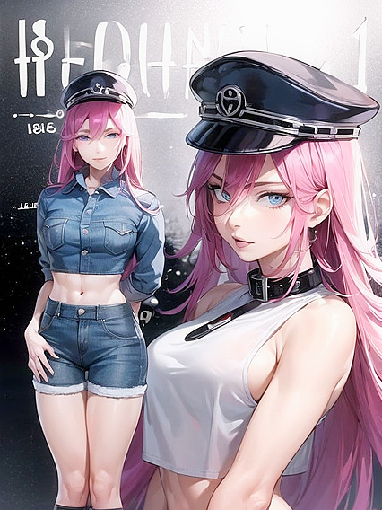 Poison from Street Fighter Seduces in Steamy Manga Panels andSpeech Bubble Hentai AI Image