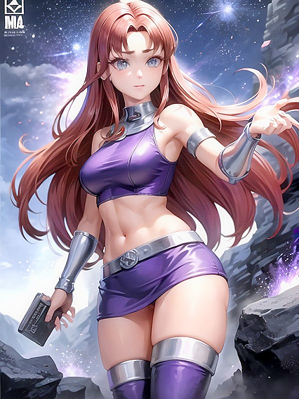 Starfire from Justice League Seduces in Steamy Comic Panel Hentai AI Image