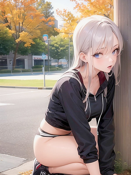 Autumn hentai fun in the public park with mind-blowing orgasms