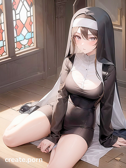 Church Sin Session - Busty Teen 18+ Tempts the Pews with Erotic Hentai AI Image