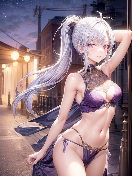 Model with Pale Skin Raises Her Arms for Seductive Hentai Pleasure