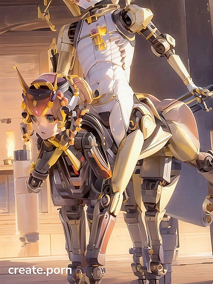 Centaur-Shaped Gyroid with Four Hooves and Beautiful Detailed Eyes in Hentai AI Image
