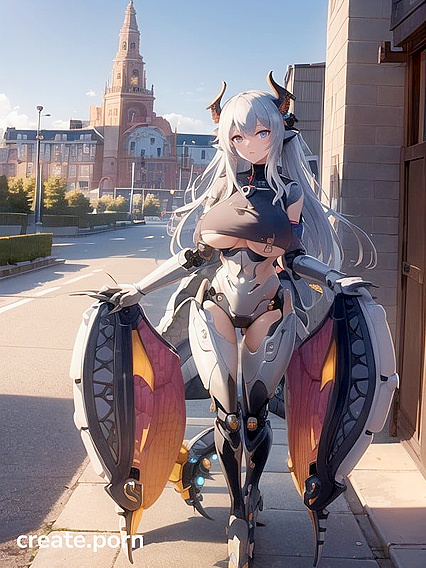 Robot Dragon Girl 18+ Stands Tall in Full Body Erotic hentai Fantasy