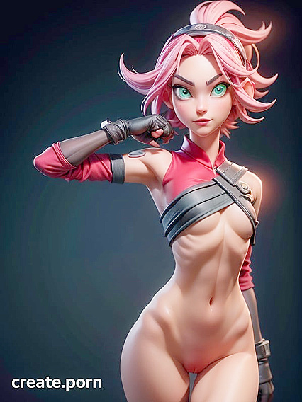 Sakura's Tiny 18+ Tits Take Center Stage in 3D Cartoon Hentai AI Image