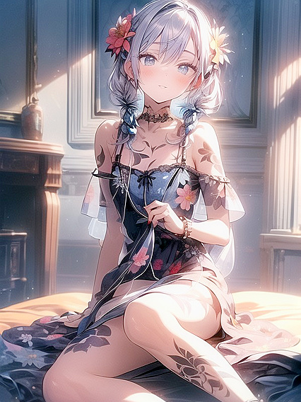 Bra Visibly Showing Under Her Dress in Seductive Hentai AI Image