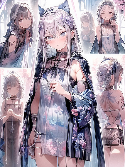 Seductive Woman in Dress with Bra Showing and Sexy Stockings in Hentai AI Image