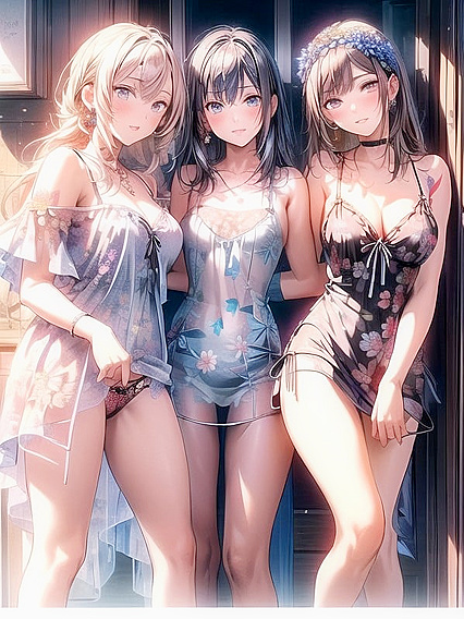 Small Breasts and Bra Visibly Showing Through Dress in Steamy Anime Hentai AI Image