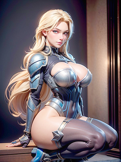 Blushing Blonde with Blue Eyes Seduces in Steamy Hentai AI Image