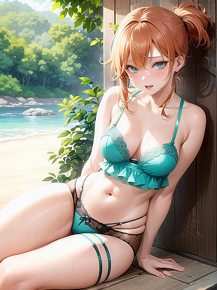 Horny Beach Adventure - Underwear Fun in Steaming Hentai AI Image