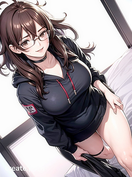 Cute-Eyed Babe with Large Breasts Gets Excited in Erotic Hentai AI Image