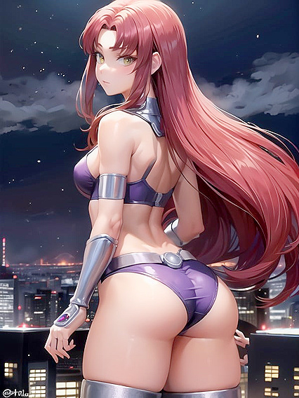 Starfire Basks in Soft Ambient Light for Full-Body Hentai Ecstasy