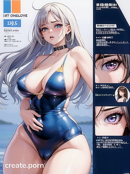 Large-Busted Beauty in Swimsuit Takes Center Stage in Vibrant Hentai AI Image