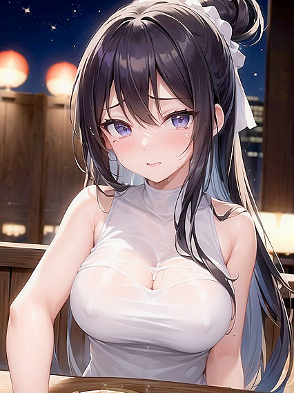 Girl 18+ at Table Focuses on Steaming Bowl of Ramen Before Pleasurable Cumshot Moment