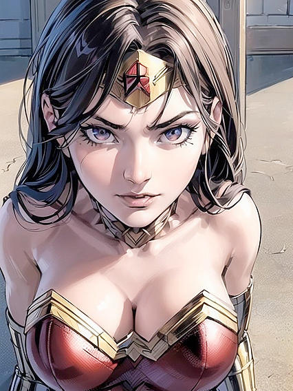 Wonder Woman Bound in Seductive Comic Hentai AI Image