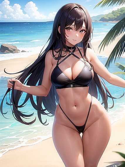 Curvy Beauty with Thick Thighs Enjoys Passionate Sunset Hentai Pleasure by the Ocean