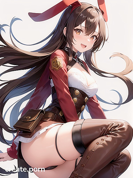 Thigh-High Red Stockings and Busty Goggles Action in Steamy Hentai AI Image