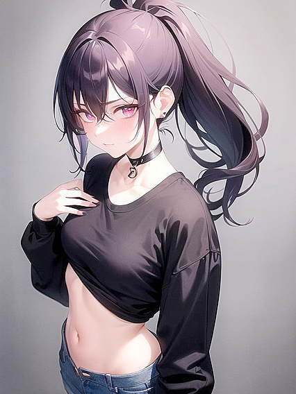 Skinny Girl 18+ in Long-Sleeve Top Down Action for Hot Hentai Fun