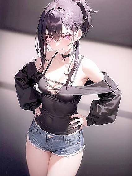 Goth Girl 18+ with Black Choker and Messy Emo Hair Seduces in Dark Night hentai