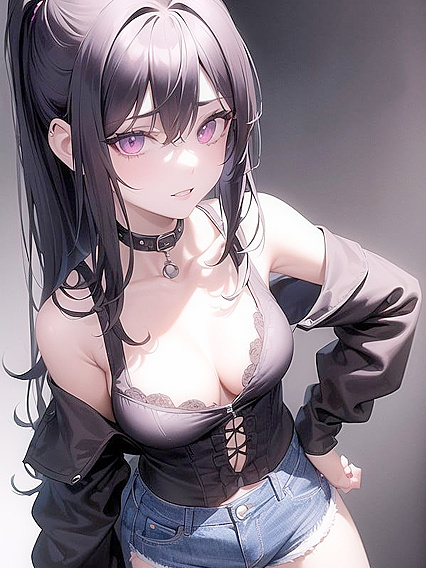 Skinny Pale Beauty with Black Hair Seduces in hentai AI Porn