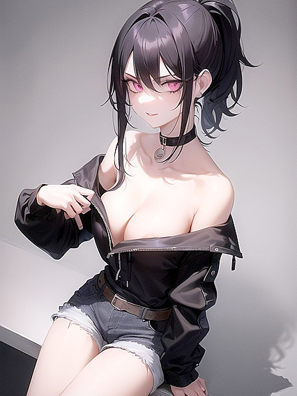 Skinny Girl 18+ Shows Off Her Curves in Tight Jean Shorts Hentai AI Image