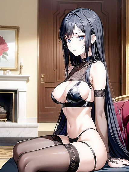 Goth Girl 18+ in All Black Takes Center Stage in Seductive Hentai AI Image