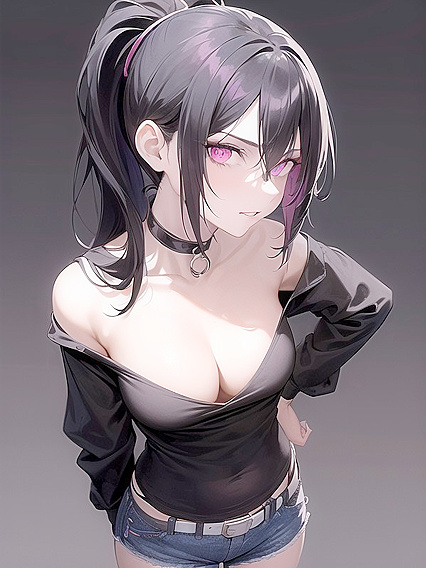 Pale-Skinned Beauty in Jean Shorts and Long Sleeves Nails hentai Pleasure