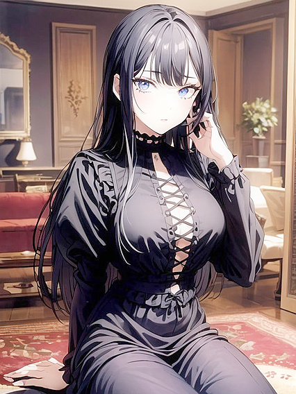 Detailed Choker Hentai AI Image with Intense Sitting Down Pleasure