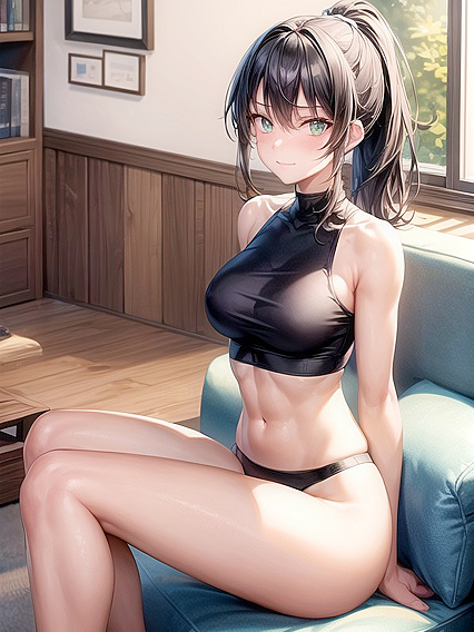 Mischievously Smiling and Blushing in Ultra-Detailed Thong Hentai AI Image