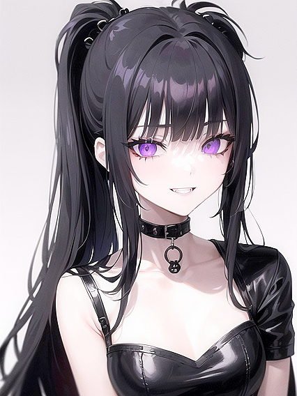 Goth Chick with Black Choker and Messy Emo Hairstyle Seduces in Wild Hentai AI Image