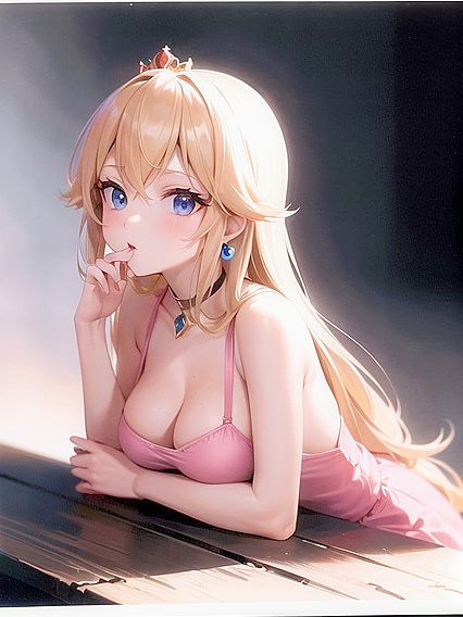 Princess Peach's Boobs Get Squished and Supported in steaming Hentai AI Image
