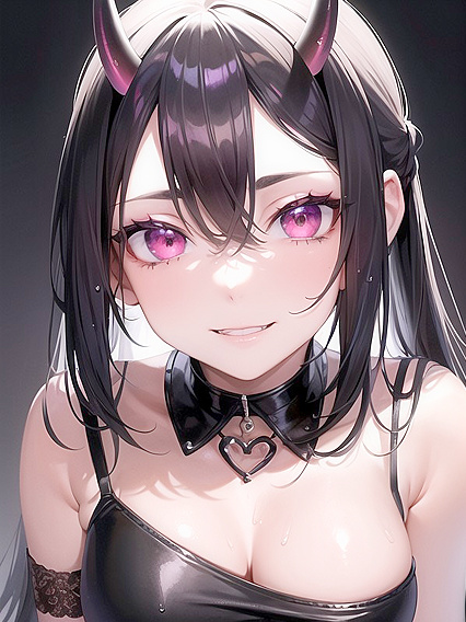 Close-Up Hentai AI Image with a beautiful black-haired beauty at noon
