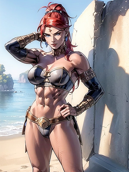 Muscular Biceps Flexing While Staring Intensely at You in This Hentai AI Image