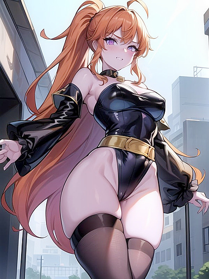 Green-Skinned Babe in Bikini Pleasures Crowds in Steamy Hentai AI Image