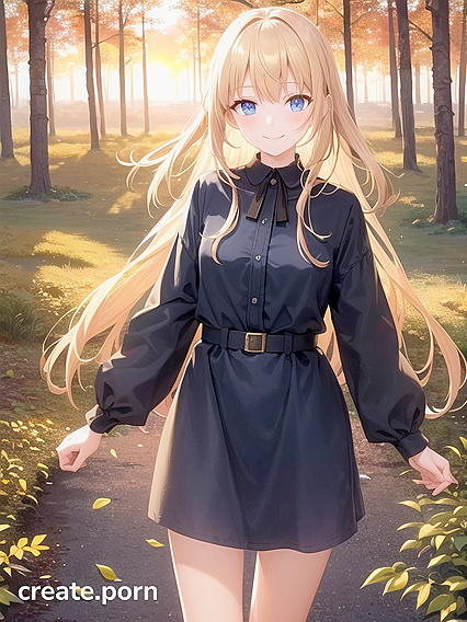Sunset Bliss with Happy Blue-Eyed Beauty in}>< Hondetic AI Porn