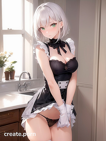 Mind-Blowing Kitchen Hentai AI Image with a Bobcut Beauty