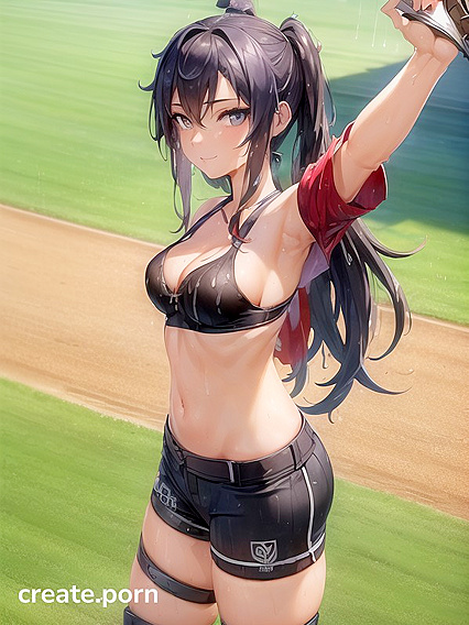 Selfie Shoot at the Baseball Stadium with Medium Ass Hentai AI Image