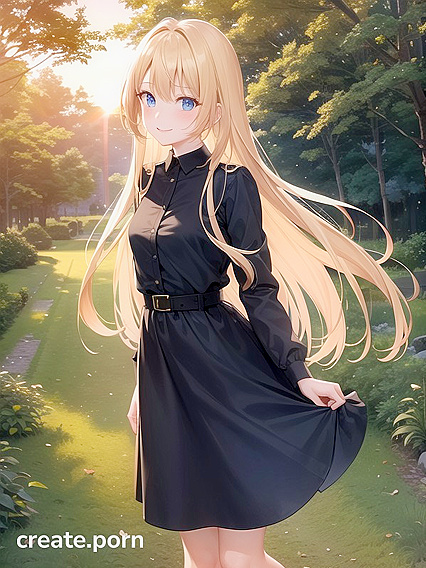 Solo Figure in Elegant Dress Basks in Sunset During Seductive Hentai Session
