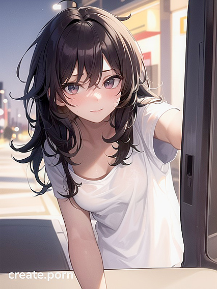 Pale-Skinned beauty Smiles and Blushes in Seductive Front View Hentai AI Image