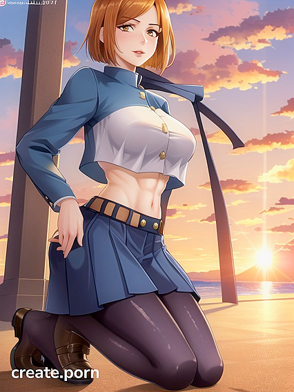 Nobara Kugisaki Enjoys Sultry Sunsets and Steamy Beach Action in Hentai AI Porn