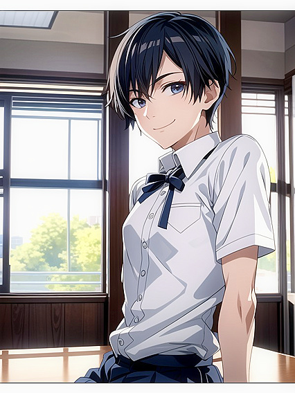 Boy 18+ & Man Stares Intensely at Viewer in Mesmerizing Hentai AI Image