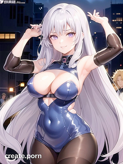 Happy Green-Skinned beauty with Rounded Breasts Enjoying Steamy Hentai AI Image