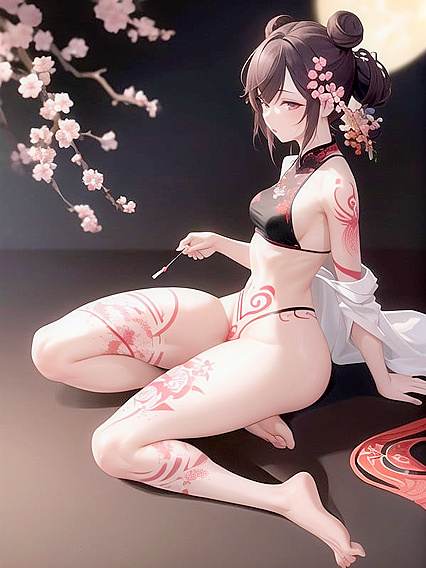 Cherry Blossom Hanfu Beauty Seduces on Mountain Floor inErotic hentai Fantasy